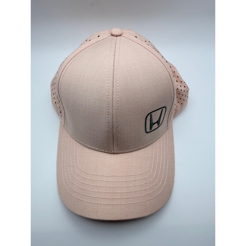 Honda Logo Perforated Baseball Cap Blush Pink Adjustable Hat Sporty Car Gear